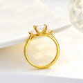 14K Gold Plated S925 Silver 1 Carat 65MM Round Moissanite Women's Ring-0-1
