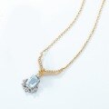 wholesale Metal: 925 Silver Gold Plated Japanese New Retro Court Style Sky Blue Topaz Pendant, Niche Design Necklace Wholesale-0-2