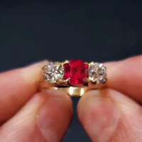 wholesale S925 Sterling Silver Vintage Red Oval Zircon Ring for Women, Exquisite and Elegant Openable Ring-BZ0597-Gold US Size 9