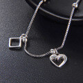 wholesale S925 Sterling Silver Zircon Heart Bead Anklet for Women, Minimalist and Elegant Beach Foot Chain Wholesale-0-2