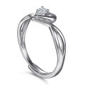 wholesale 925 Sterling Silver Creative Minimalist Open Heart Ring with Zirconia for Women, Adjustable Overseas Trade Jewelry-0-4