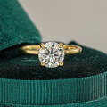 18K Gold Plated S925 Silver Round Moissanite Four-Prong Ring-0-0