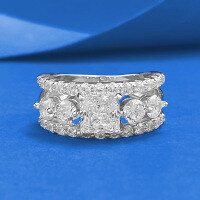 wholesale S925 silver jewelry simulated diamond ring 6*6mm princess cut white diamond-R1491 Princess Cut White Diamond>No. 8