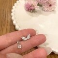 wholesale S925 sterling silver asymmetrical diamond-inlaid wing-shaped paperclip fashion trendy ear cuff earring ear jewelry M04426-0-0