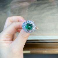 wholesale S925 Silver Candy Tower Ring for Women with Emerald Candy Color Full Diamond Luxury Setting, Exaggerated Cross-Border Wholesale Ring-Emerald-CBJZ427>8