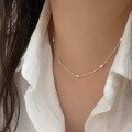 wholesale S925 Sterling Silver Rice Grain Bead Necklace for Women, Ins Style, Niche, High-End, Minimalist Bean Pendant Collarbone Chain-0-2