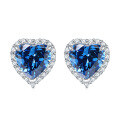 wholesale 925 Sterling Silver European and American Gemstone Heart Earrings for Women, Colorful Zircon Heart-shaped Stud Earrings, High-Quality Wholesale-0-13