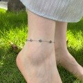 wholesale S925 Sterling Silver Women's Anklet with Lucky Four-Leaf Clover Design, Exquisite, Niche, Fashionable, and High-End-0-0