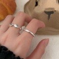 wholesale 925 Sterling Silver Geometric Distorted Ring for Women, Minimalist and Versatile, Small and Unique Open Adjustable Index Finger Ring-0-3