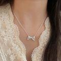 wholesale S925 Sterling Silver Bow Necklace for Women, Korean Spring and Summer New Arrival, Versatile Minimalist High-End Collarbone Chain-0-0