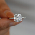 PT950 Plated S925 Silver 1ct Moissanite Square Halo Prong Ring Cross-border Dropshipping-0-2