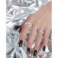 wholesale S925 Sterling Silver Korean Version INS Niche Design Irregular Surface Micro-Set Zircon Textured Openable Ring for Women-0-3