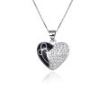 wholesale S925 Sterling Silver European and American Trendy OL Fashion Heart Collarbone Necklace Pendant with Diamond Accents and Romantic Drip Oil Pendant-0-4