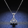 S925 Sterling Silver Moissanite Jumping Heart Pendant Necklace-0-2