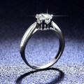 925 Sterling Silver Moissanite Ring, Six-Prong Classic Ribbon Proposal Ring for Women-0-1