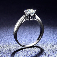 925 Sterling Silver Moissanite Ring, Six-Prong Classic Ribbon Proposal Ring for Women.-1 carat (D color moissanite)  12 yards