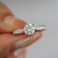 Sterling Silver Four-Prong Setting 1-Carat Moissanite Women's Wedding Ring Pair-0-2