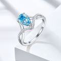 wholesale 925 Sterling Silver 15ct Ice-Cut Pear-Shaped Ring for Women, High-End Sense Colored Gemstone 6*9 High-Carbon Diamond Ring, Ins Style-0-2