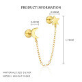 wholesale S925 Sterling Silver European And American Star Moon Zircon Tassel Chain Earrings, French Style, Luxury, Niche Design-0-5