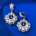 wholesale S925 silver new French retro full diamond pearl earrings for women, elegant and fashionable European style-0-2