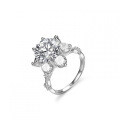 S925 Silver Sunflower Six-Claw 5-Carat Moissanite Starry Maiden Solitaire Ring-0-3