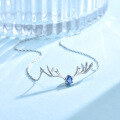 wholesale 999 Silver "One Deer with You" Bracelet and Necklace Set with Moose Antler Design and Micro-Paved Zirconia, Christmas Gift-0-3