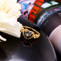wholesale S925 Silver Vintage Black Mother-of-Pearl Heart Ring Set, Elegant Abalone Shell Bowknot Ring Exquisite-0-0