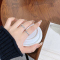 wholesale S925 sterling silver trendy honeycomb couple rings, minimalistins polished open ring for girlfriend-0-1