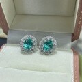 Gold-Plated S925 Silver Cultured Paraiba Flower Stud Earrings-0-4