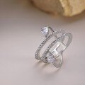 wholesale S925 Sterling Silver Light Luxury High-End Delicate Waterdrop Row Diamond Wrapped Design Creative Fashion Pear-Shaped Ring-0-3
