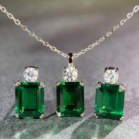 wholesale S925 Sterling Silver Necklace Set with High Carbon Diamonds Emerald Cut European and American Cross-Border Bestseller Direct from Manufacturer Wholesale-White Diamond-XL100 925 Silver