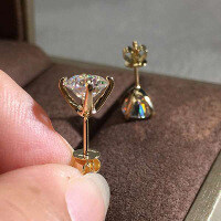 Sterling Silver Square Moissanite Stud Earrings for Women-Style J [Clearance Sale with Free Shipping] K Gold  925 Silver