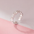 wholesale 925 Sterling Silver Small Fresh Daisy Open Ring Sweet Ins Style Full Diamond Five-Petal Flower Ring R02885-0-4