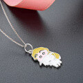 wholesale 925 Sterling Silver Cartoon Anime Cute Little White Dog in Pajamas Crayon Shin-chan Necklace DIY Jewelry Enamel Pendant-0-2