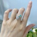 wholesale 925 Silver Zhuo Zhifan New Paraiba Color 6*9 Ring for Women, Small and Unique Design, Fashionable and Versatile-0-3