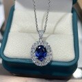 18K Gold Laboratory-Cultivated 2ct Oval Fancy Diamond Pendant Necklace-0-6