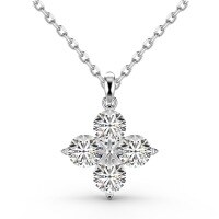 wholesale S925 sterling silver trending Xiaohongshu round four-leaf clover zirconia inlaid design elegant fashion pendant necklace-DY190718-SW-WH>925 silver