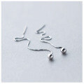 wholesale S925 Sterling Silver Women's Minimalist Round Bead Light Bead Ear Thread Wholesale Small Silver Ball Ear Drops Long Ear Chain Women E1127-0-4