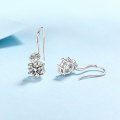 wholesale 925 Sterling Silver D Color Moissanite Ear Hooks Six-Prong Ear Studs Simple and Fashionable Earrings for Women Factory Direct Supply Ready-to-Ship Wholesale-0-2