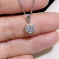 wholesale S925 Sterling Silver Cross-border Women's Moissanite Classic Six-Prong Simulated Diamond Pendant Necklace Zhou's Style Source Factory-0-1