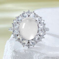 wholesale S925 Sterling Silver French Light Luxury Ins Style Hollow-Out Water Foam Jade 8*10 Ring New Chinese Style Cabochon Ring-0-5