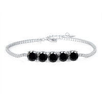 Sterling Silver Cross-Border Four-Prong Moissanite Bracelet-5ct black moissanite