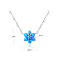 wholesale 925 Silver Japanese Cute Flower Synthetic Opal Necklace, Blue Opal Gemstone Versatile Jewelry Necklace-0-4