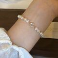 wholesale 925 Sterling Silver High-Shine Swarovski Pearl Bracelet Sweet Girly Four-Leaf Clover String Bracelet Light Luxury Beaded Minimalist Niche-0-0