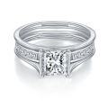 wholesale 18k white gold-plated S925 silver 65mm princess cut moissanite ring for women, stackable band ring, Amazon bestseller-0-5