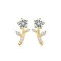 wholesale Gold-plated S925 Silver Moissanite Six-Prong Main Stone Branch Design Trendy Women's Earrings Best Seller-0-4