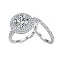 wholesale Metal material first, Yun Tong Jewelry 80mm Round 2 Carat Moissanite Engagement Ring for Women, Double Layer Circle Halo Stackable Ring Set-0-4