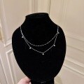 wholesale Double-layer tassel necklace in S925 sterling silver, a niche-designed fashion and luxury accessory with exquisite high-end vintage charm, perfect as a collarbone chain-0-1