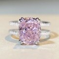 wholesale S925 Sterling Silver Ring for Women with Cherry Pink Diamond and High-End Icy Cut Zirconia, TikTok Live Hot Seller-0-3