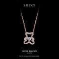 925 Sterling Silver Minimalist Bear Pendant Necklace, Moissanite, Luxury Women's Collarbone Chain-0-5